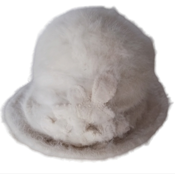 Seeberger Cream Colored Rabbit Hair Bucket Hat main image 9